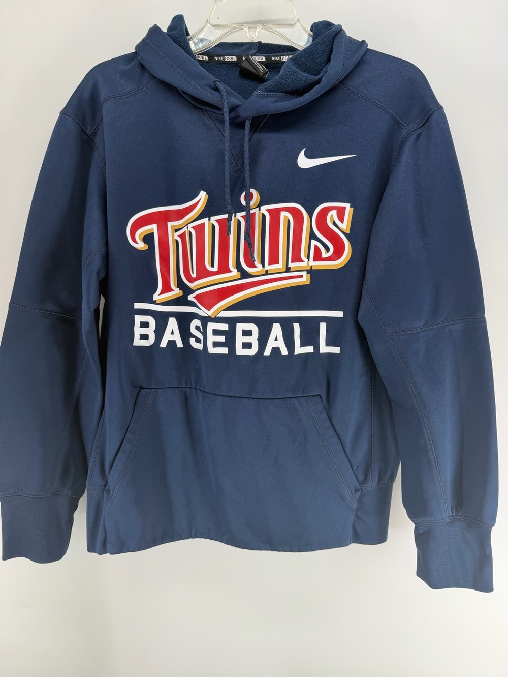 Nike Navy Twins Baseball Pullover Hoodie with Red and White Logo